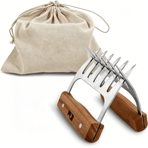 ACDANC Meat Claws: Stainless Steel Shredder Claws with Wooden Handle for Bbq,Shredding,Pulling Pork,Chicken,Beef,and Turkey (1 Pair)