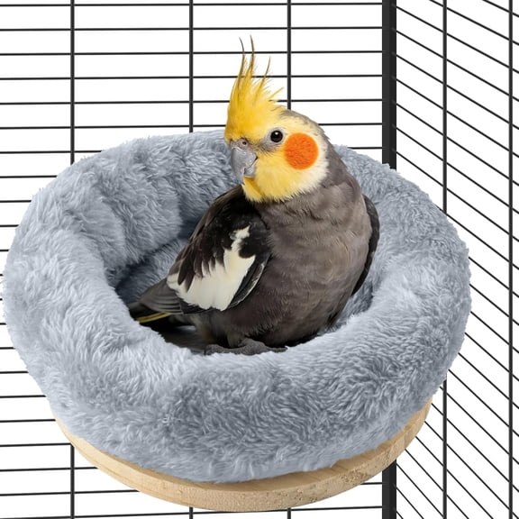 ACDANC Medium Bird Nest for Cage, Removable Plush Parrot Hammock Warm Resting Perch Platform for Budgies Cockatiel Conure Parakeet Hamster Washable Breeding Sleeping Lay Eggs Nesting (Grey, M)