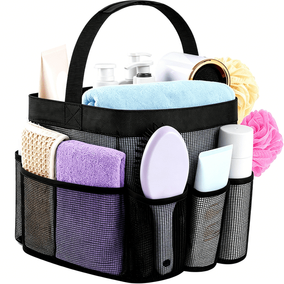 ACDANC Mesh Shower Caddy Portable for College Dorm Room Camping Essentials, Shower Caddy Dorm with 9-Pockets, Large Capacity Hanging Basket Bathroom Bag for Toiletry, Swimming, Gym, Camp, Beach
