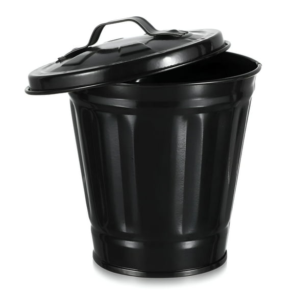 ACDANC Metal Trash Can with Lid Wastebasket Small Buckets Tinplate Pails Tabletop Storage Containers Organizer for Home Office Bathroom Kitchen