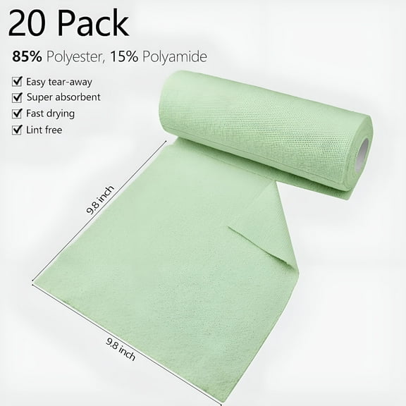 ACDANC Microfiber Cleaning Cloth Roll - Tear Away Towels,Reusable Washable Rags,20 Towels,for Kitchen Car Drying Dishes