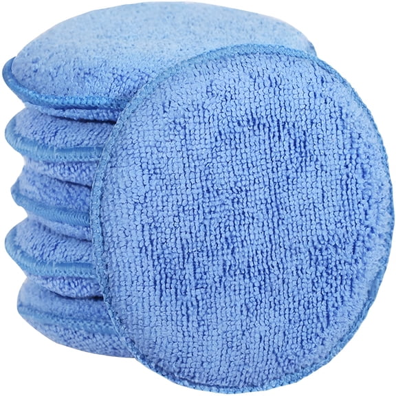 ACDANC Microfiber Wax Applicator Pads 5 Inch Diameter 6 Pack, Car Wax Applicator with Built-in Sponge for Buffing Detail Polishing, Reusable Foam Pads for Car Cleaning, Waxing and Fine Polishing
