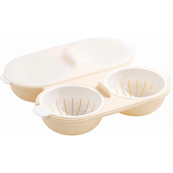 ACDANC Microwave Egg Poacher4 Cavity Eggs Microwave Egg Cooker with Lid, Effortless to Cook and Clean, Perfect for Making Poached Eggs,Dishwasher Safe Double Layer Microwave Boiled Eggs