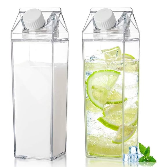 ACDANC Milk Carton Container,Portable and Large Capacity Juice Container,Transparent Home Essentials Water Bottle with Lids,Clear,500Ml