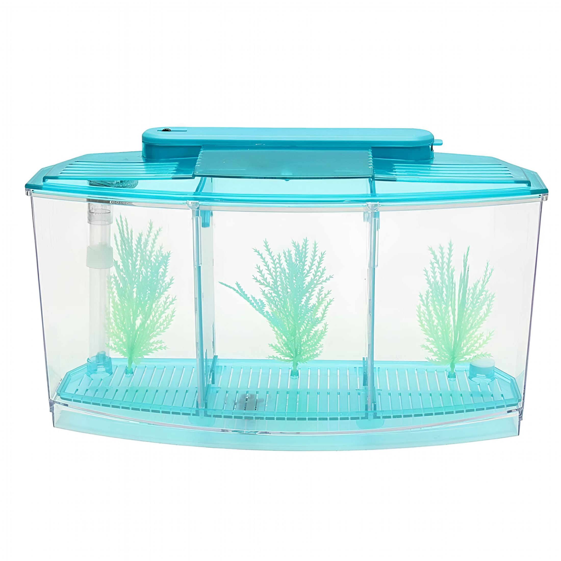 ACDANC Mini Aquarium Fish Tank with LED Light Divider Filter Betta Fish Tank for Small Fish, Betta, Shrimp Desktop Decoration 28x10x15cm