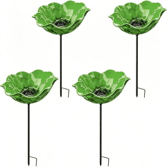 ACDANC Mini Bird Bath for Garden,Metal Flower Stakes Bee Watering Station,Decorative Yard Bird Bath for Outside,Pollinator Water Bowl for Birds Butterflies&Bees,Garden Decor Outdoor Flower Stake