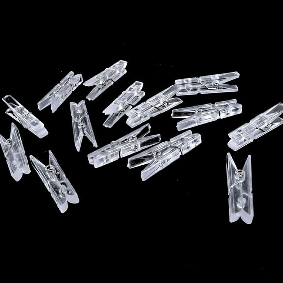 ACDANC Mini Clear Plastic Doll Clothespin Photo Paper Peg Laundry 22 Clips