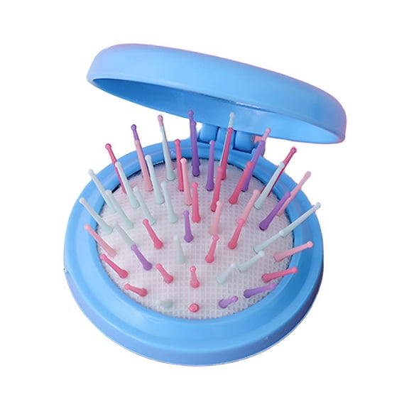 ACDANC Mini Hair Brush,Cute Rounded Shape Travel Hair Brush,Saves Bag Space Mini Hairbrush,Blue