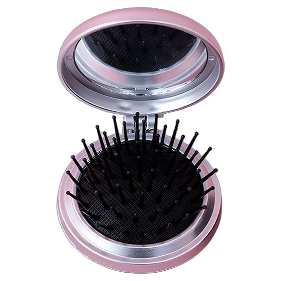 ACDANC Mini Hair Brush,Flexible Rounded Tips Travel Hair Brush,Mirror on the Back Mini Hairbrush,Silver