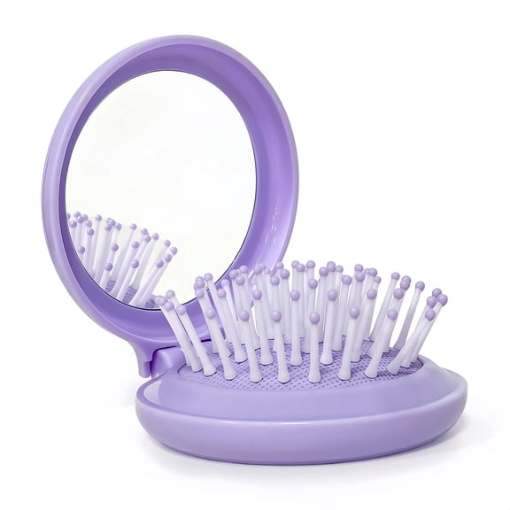 ACDANC Mini Hair Brush Mirror Combo,Compact Purse Size,Elegant Violet Purple,1-Pack