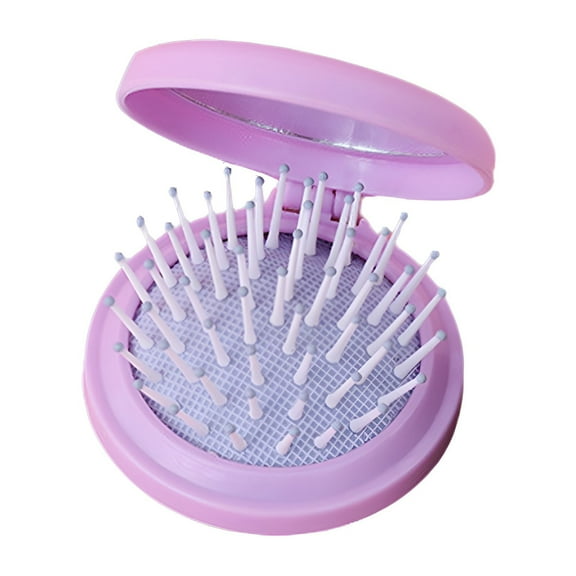 ACDANC Mini Hair Brush,Pop-Out Cushion Style Travel Hair Brush,Works on Dry/Wet Hair Mini Hairbrush,Purple