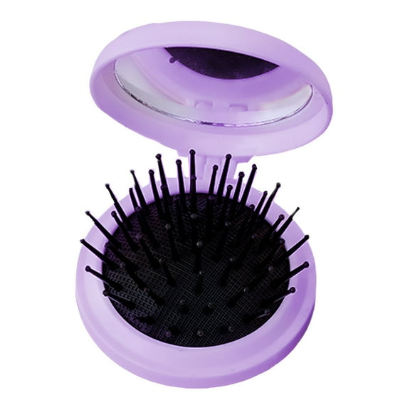 ACDANC Mini Hair Brush,Press-Down Cushion Travel Hair Brush,Foldable and Compact Mini Hairbrush,Purple