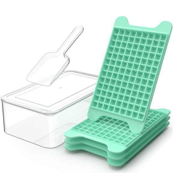 ACDANC Mini Ice Cube Tray with Lid and Bin: 1174 Pcs Small Ice Trays for Freezer-Easy Release Nugget Ice Tray with Lid-Green