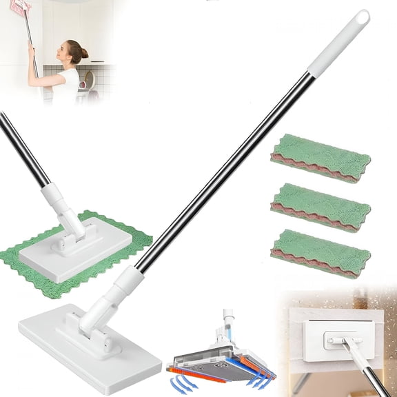 ACDANC Mini Mop,Disposable Dust Mop with Reusable Cloths,40inch Locking Handle Wet/Dry Mops for Multi-Surface Floors,Gaps & Multi-Surface,No Wash Lazy Mop Wet And Dry