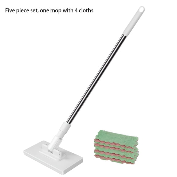 ACDANC Mini Mop One-Click Cloth Change Lazy Mop,39" Retractable Handle with 4 Reusable Cloths,For Contactless Window,Kitchen,Car&Multi- Wet Dry Cleaning (1 Mop + 4 Cloths)