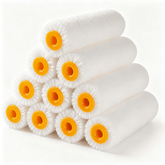 ACDANC Mini Paint Roller Covers 10 Pieces,4" Microfiber Rollers Small Paint Roller Refills and Frame for Painting Walls,Cabinets,Trim,Use with All Paints and Stains,Reusable,6Mm Nap
