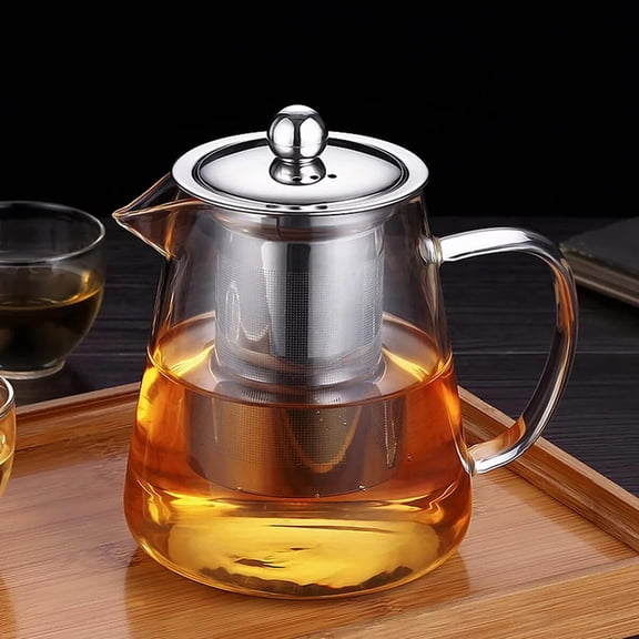ACDANC Mini Size Glass Teapot Tea Kettle-with Stainless Steel Removable Infuser for Blooming Tea & Loose Leaf Tea, Microwave & Stovetop Safe, 550ML/19.3oz (S-550)
