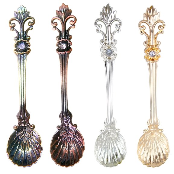ACDANC 2026 New Mini Spoons Set of 4 - Coffee Espresso Demitasse Vintage Tea Spoon 4.5" Long for Stirring Coffee,Tea Time,Dessert Servings,Espresso Cups,Special Occasions,Vintage Table Settings