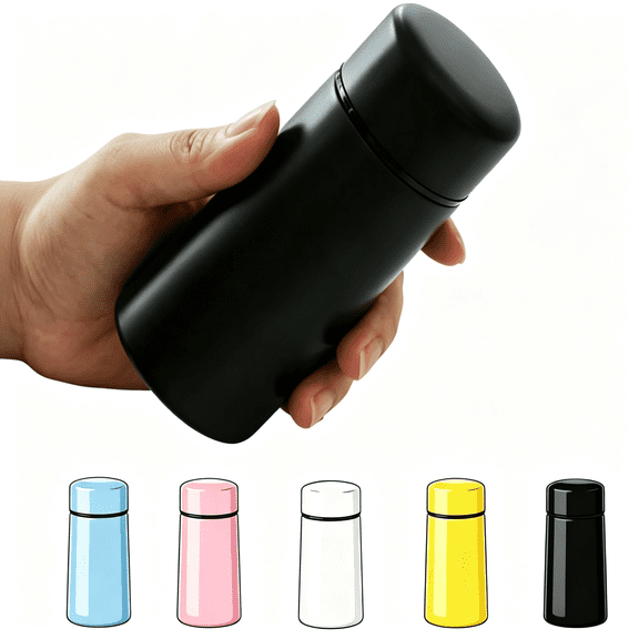 ACDANC Mini Stainless Steel, 5 Oz Cute Water Bottle,Mini Flask, Pocket Coffee Bottle,Small Thermal,Mini Tumbler, Portable Pocket Size for Travel, Office, Daily Use (Black)