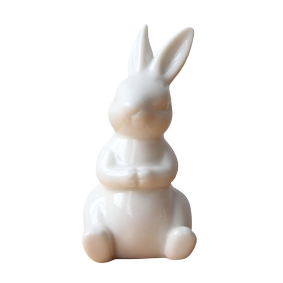 ACDANC Miniature Rabbit Figurine White Easter Bunny Statue Bookshelf Decor Ornament 4.8x9.5cm
