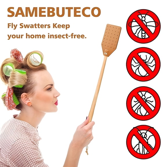 ACDANC Mosquito Control,Sturdy Leather Fly Swatter For Indoors Heavy Duty Flyswatter With Wooden Handle Fly Swatters With Hanging Rope