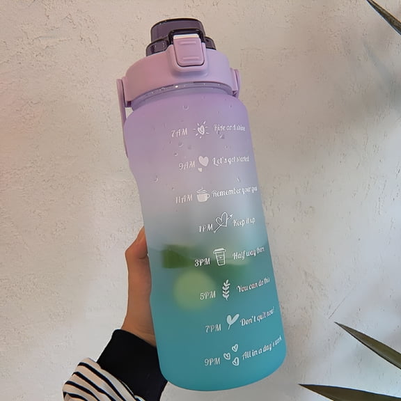 ACDANC Motivational Water Bottle with Marker with Straw and Handle Large Reusable BPA Free Leak Proof Jug s Marked to Drink More Water Daily 64 OZ