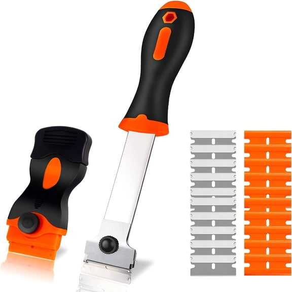 ACDANC Multi-Purpose Razor Blade Scraper Set,Min Scraper,Heavy Duty Long Handled Razor Scraper With Blades,Cleaning Scraper Tool Adhesive Remover,Removing Sticky,Glue,Decal in The Window,Floor,Stove