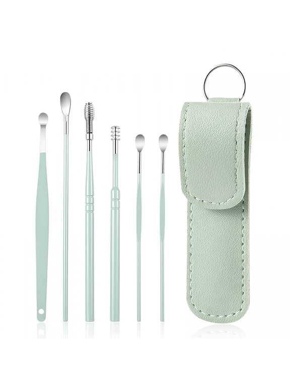 Multicolor Earwax Removal Kit, Ear Wax Removal 6-In-1 Ear Pick Tools Reusable Ear Cleaner, Steel Ear Pick Set with Keychain Box Utility to Use