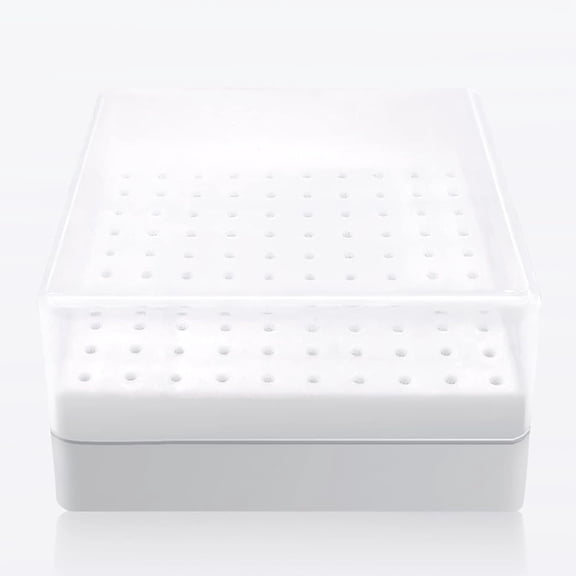 ACDANC Nail Drill Bits Holder,Nail Organizer Box for Nail Drill Bits,Large Space Container Case for Drill Bits,100 Holes Dustproof Displayer Box of Nail Supplies for Nail Tech,White