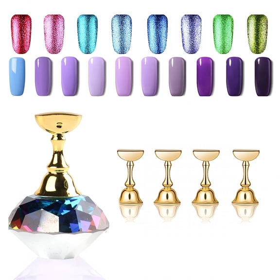 XIBUFE Nail Stand Acrylic Art Display Magnetic Tips Practice Holder Reusable Adhesive