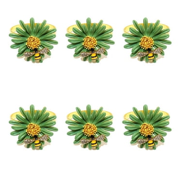 ACDANC Napkin Rings,Luxurious Gold Napkin Rings for Sophisticated Tables,Flower Napkin Rings,Functional Napkin Rings for Guests,Green
