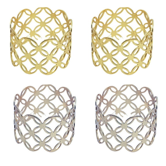 ACDANC Napkin Rings,Seasonal Design Gold Napkin Rings,Exquisite Touch Flower Napkin Rings,Chic Detail Mesh Napkin Rings,