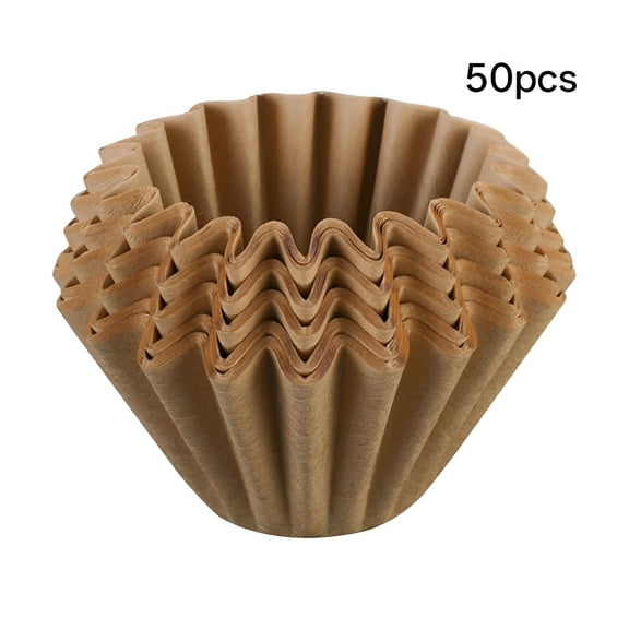 ACDANC Natural Unbleached Brown Biodegradable Extra Large Coffee Filters Basket for Commercial, Home Coffee Maker Extra High Extra Wide, Anti Ground, 9.75" Flattened Diameter (50 Pcs)