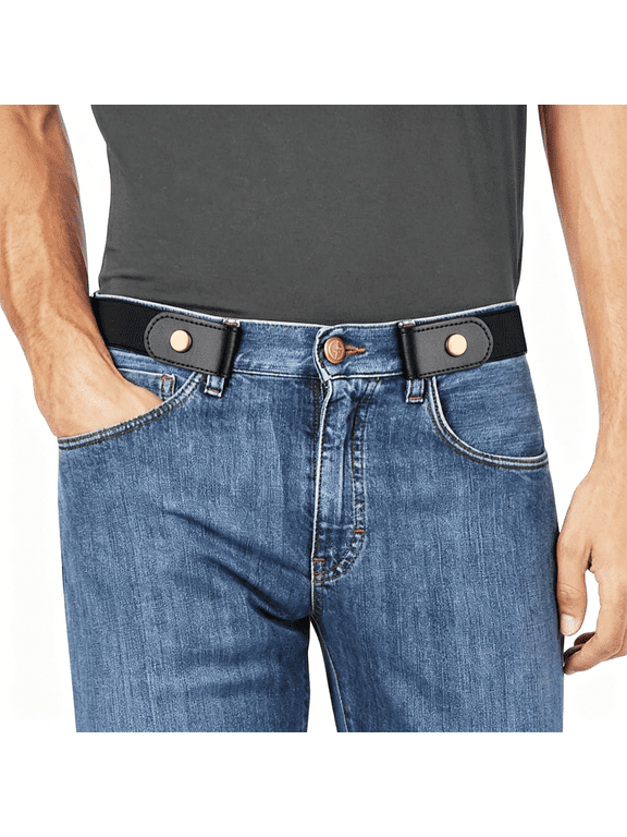No Buckle Stretch No Show Belt for Men 1.38 Inches Wide,Buckless Invisible Elastic Belt for Jeans Pants