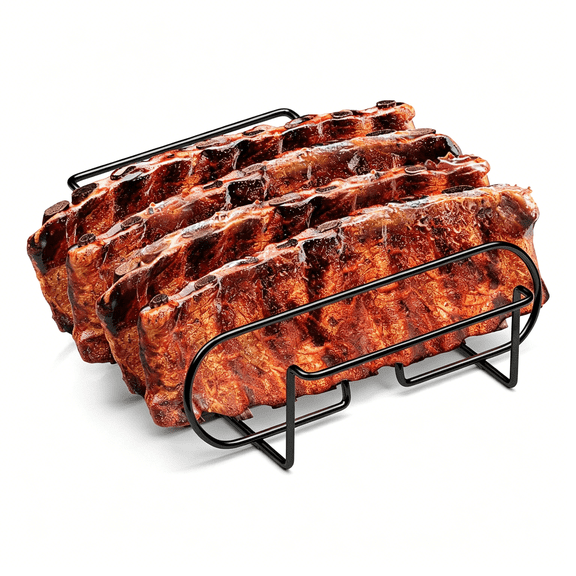 ACDANC Non-Stick Rib Rack-Porcelain Coated Steel Roasting Stand  Holds 4 Rib Racks for Grilling&Barbecuing-Bbq Accessories for Smoker and Grill-And Convenient Design