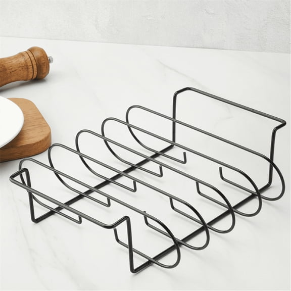 ACDANC Non-Stick Stainless Steel Rib Rack for Grilling,Holds 4 Rib Racks for Grill,Grill Baskets for Outdoor Grill,Black