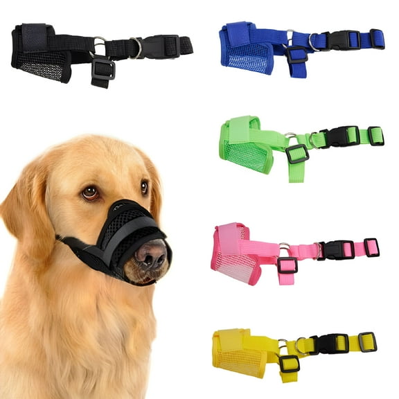 ACDANC Nylon Dog Muzzle for Small Medium Large Dogs, Air Mesh Breathable Pet Muzzle for Anti-Biting, Anti-Barking, and Licking, Pink, L