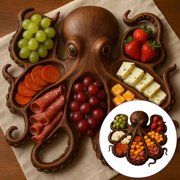 ACDANC Octopus Charcuterie,Octopus Charcuterie Board,Ocean Themed Serving Board,Unique Kraken Design Wood Serving Tray for Cheese,Meats,And Fruits