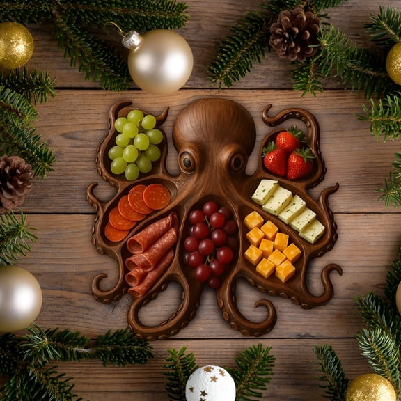 ACDANC Octopus Charcuterie Platter-Nautical Kraken Design Board for Cheese & Meats,Unique Coastal Kitchen Gift