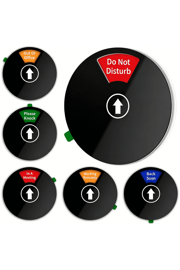Office Door Sign - Do Not Disturb, Please Knock, In A Meeting, Working Remotely, Back Soon, Out of Office - 6 Options Privacy Sign Indicator for Conference, 6 Inch, Black