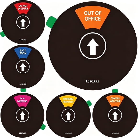 ACDANC Office Door Sign,Do Not Disturb/Come in Welcome/Out of Office/In A Meeting/Back Soon/Working Remotely 6 Options,Privacy Door Sign 6 Inch (Black)