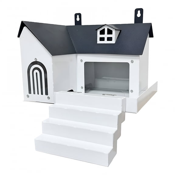 ACDANC Outdoor Animal Feeder Metal Squirrel House Style With Generous Food Capacity For Garden Patio 9.84X7.48X7.08Inch