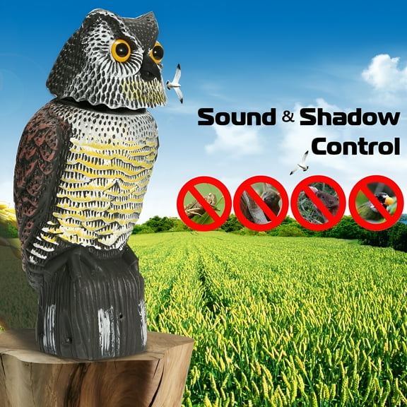 ACDANC Owl Decoy 360 Rotate Head to Scare Birds,Scarecrow Owl Decoy Statue Realistic