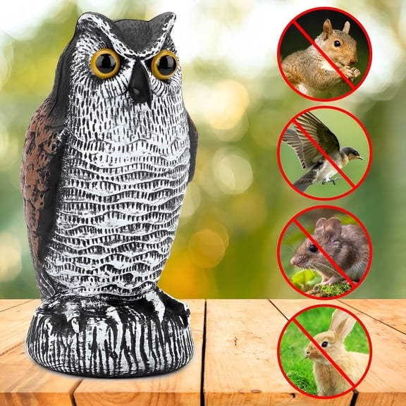 ACDANC Owl Decoy Statue, Fake Owl Decoy and Repellent Device for Garden - Owl to Scare Birds Bird Scare Devices