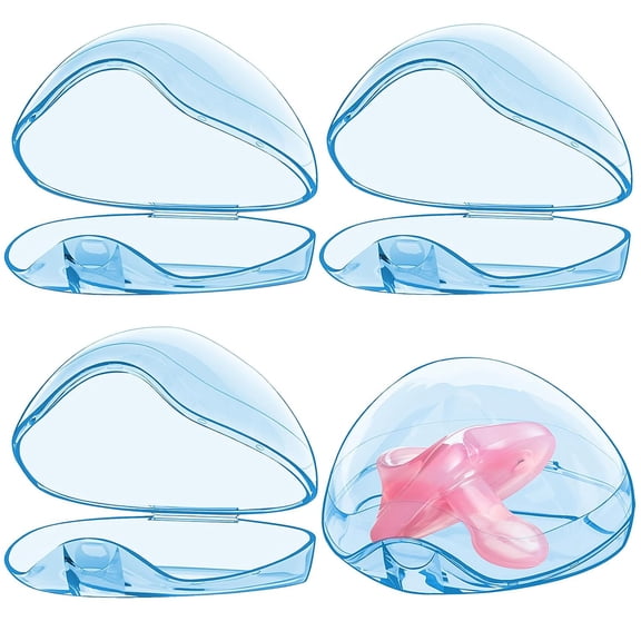 ACDANC Pacifier Case,4 Pack Bpa Free Pacifier Holder Case,Transparent Container Box for Baby BinkyNot Included),Essential Pacifier Accessories,Alway Keep Paci Clean,Easy to CleanBlue