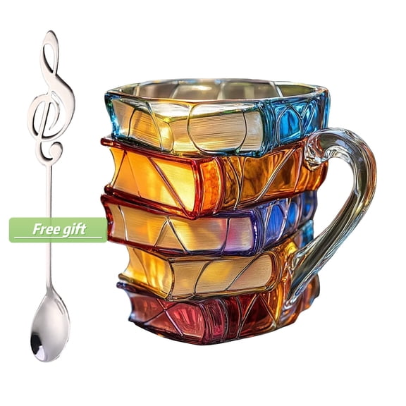 ACDANC Painted Book Mug, Novelty 3D Painted Books Coffee Mug, 11oz Novelty Unique Books Stack Coffee Cup, Add a Wonderful Literary Flair to Your Beverage, Collection Gifts For Literature Lovers
