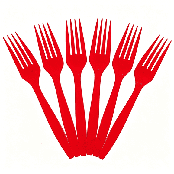 ACDANC Paper Plastic Forks,Red,100 Disposable Forks/Box for Party Wedding Birthday Bbq Catering Event Disposable Cutlery Serving Accessory Bulk Value
