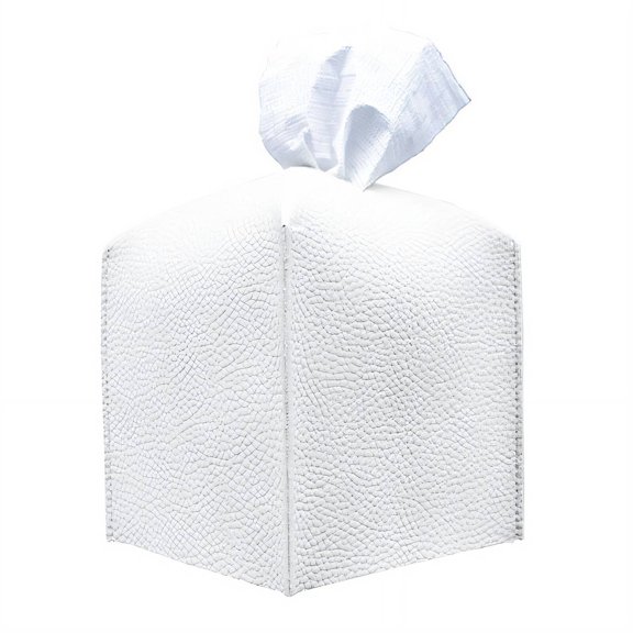 ACDANC Paper Towel Holder,Dustproof Tissue Cover Leather Tissue Box,Simple Woven Texture Square Holder,White