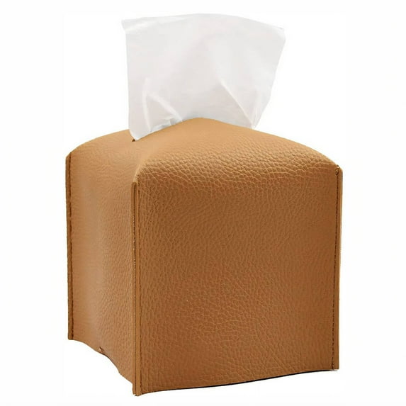 ACDANC Paper Towel Holder,Dustproof Tissue Cover Square Roll Holder Organizer,Simple Woven Texture Tissue Box Holder,Brown