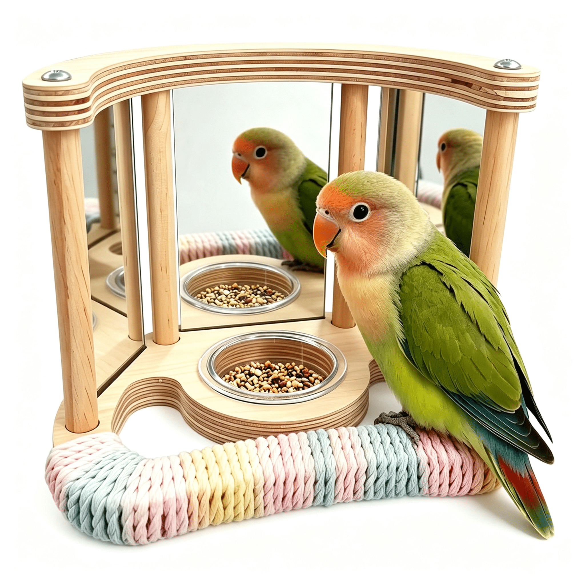 ACDANC Parakeet Toys,Pet Bird Mirror with Perch St& \\U2013 3 Mirrors ...